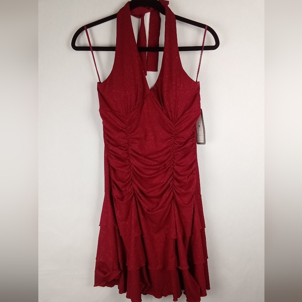 La Belle Womens Dress M Red Glittered Dress